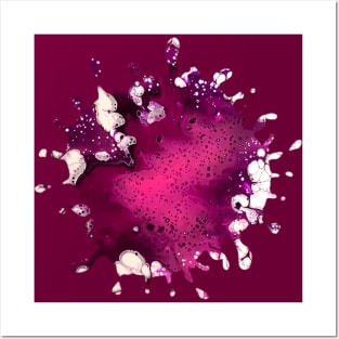 Maroon/Pink Acrylic Pour Painting Posters and Art